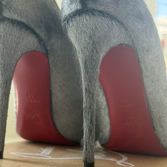 Christian Louboutin Silver Pony Hair Pumps - Picture 3 of 9